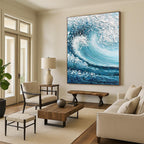 “Blue and White Crashing Wave” - Realistic Ocean Wave Painting On Canvas DS322