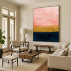“Pink - Orange - Navy Sunset” - Abstract Landscape Painting On Canvas PT2022