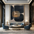 “Black - Brown - Beige Geometric” - Modern Abstract Painting On Canvas PS0162