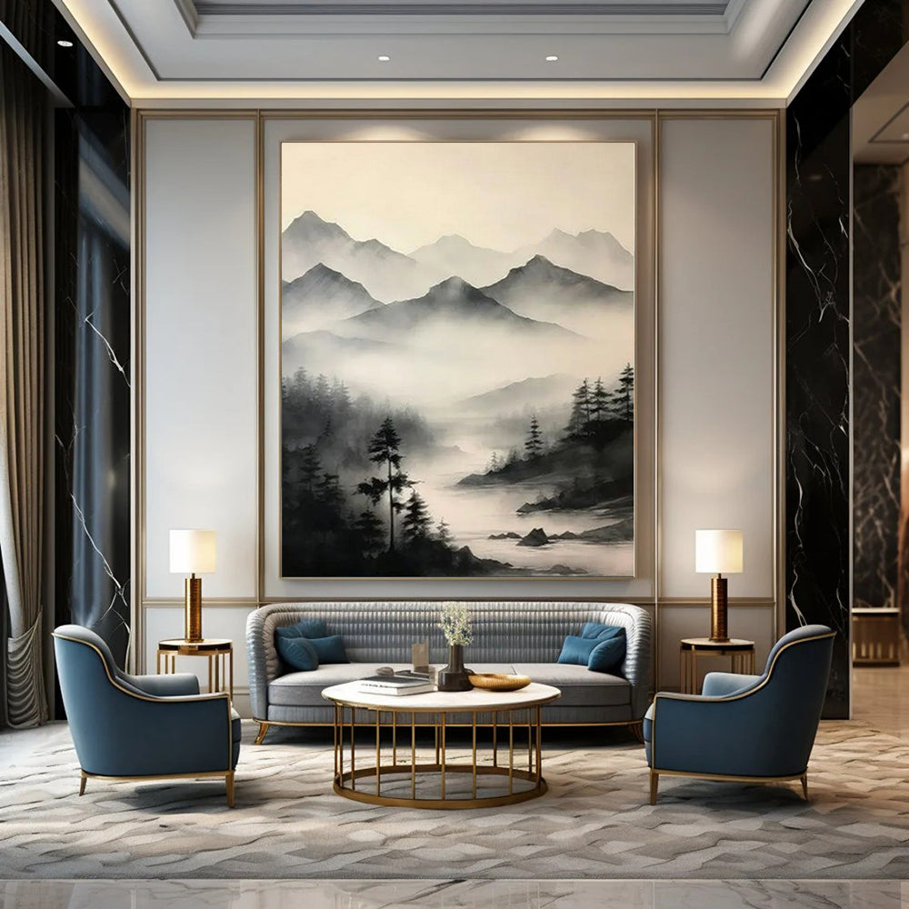 Soft Hues with Gold Highlights "Gilded Mist" Abstract Painting On Canvas PS1212