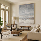 Gray Textured Landscape Hints Minimalist Abstract Painting On Canvas DS058