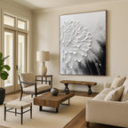 “Textured White Flower” - Impasto Minimalist Painting On Canvas PT2216
