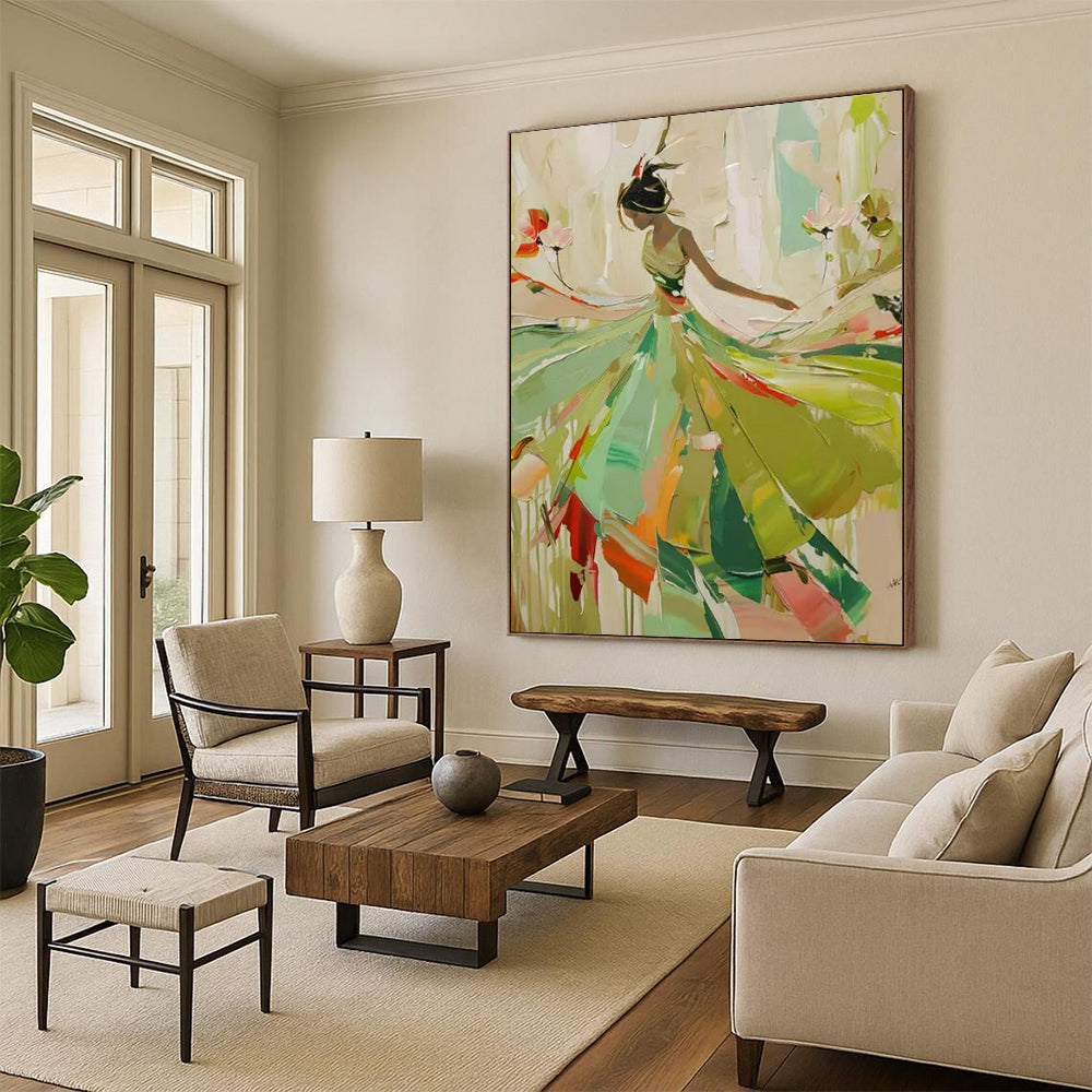 “Colorful Dancing Figure” - Fauvist Abstract Painting On Canvas PT2238