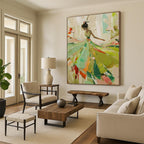 “Colorful Dancing Figure” - Fauvist Abstract Painting On Canvas PT2238