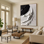 “Swirling Black and White” - Abstract, Dynamic - Textured Painting On Canvas PT1670