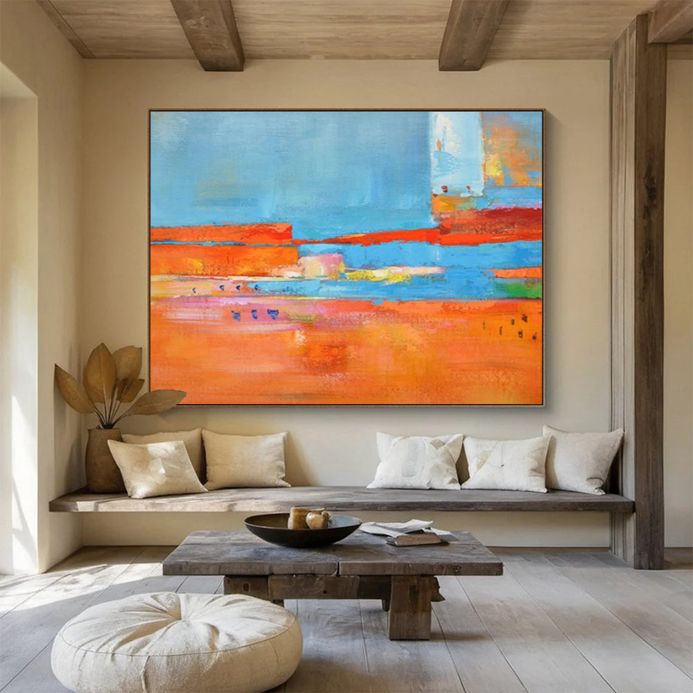“Colorful Striped Abstract” - Energetic Abstract Painting On Canvas DKS408