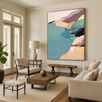 “Colorful Coastal Hills” - Soft Pastels, Seaside Landscape Painting On Canvas PT1456