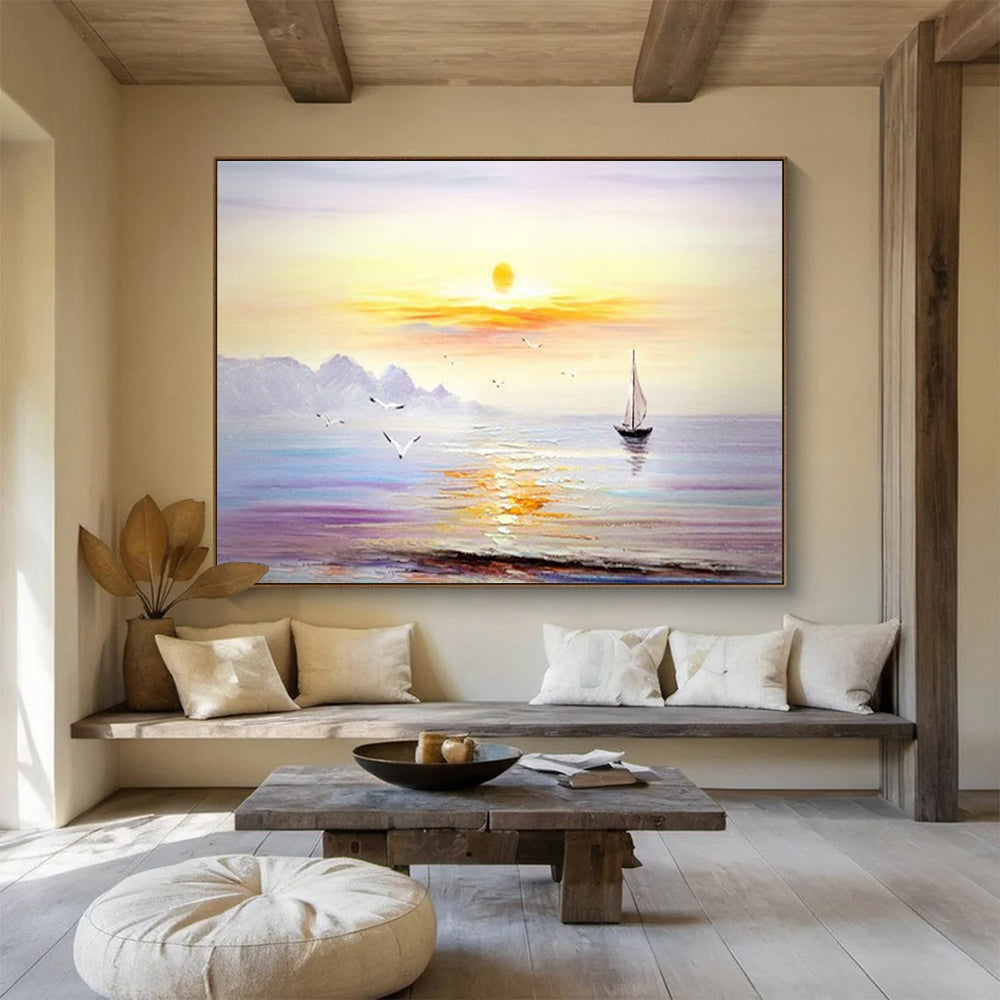 “Sunset Sail” - Coastal Landscape Painting On Canvas PT181