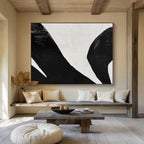 Black and White Abstract Swans Minimalist Animal Painting On Canvas DKS138