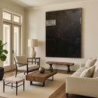 “Black - White Symbolic Abstraction” - Black, White Abstract Painting On Canvas PS0470