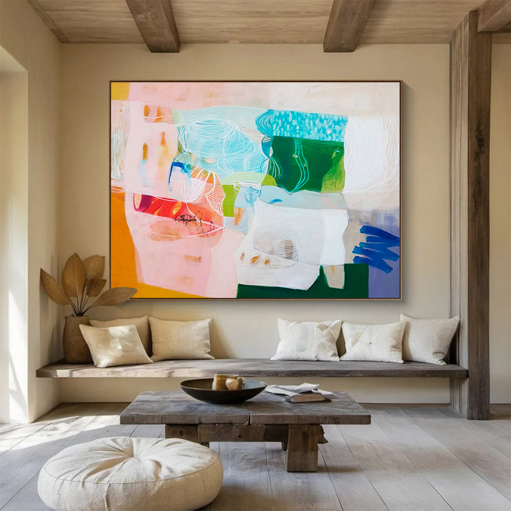 Colorful Abstract Collage - like Painting On Canvas DKS054