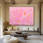Pink Canvas with Colorful Accents Painting On Canvas DKS051