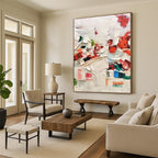 “Red - Colorful Impasto Abstract” - Multicolor, Red Abstract Impasto Painting On Canvas PS0731