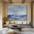 “Muted Blue Watercolor Seascape” Watercolor Painting On Canvas DKS168