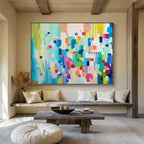 “Colorful Geometric Abstraction” - Hard - Edge Acrylic Painting on Canvas PT1497