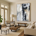 Black, White, Gray Layered Chaos “Industrial Mood” - Painting On Canvas PS0808