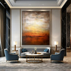 Warm Sunset Reflections, "Ember Horizon" – Abstract Landscape Painting On Canvas PS0917