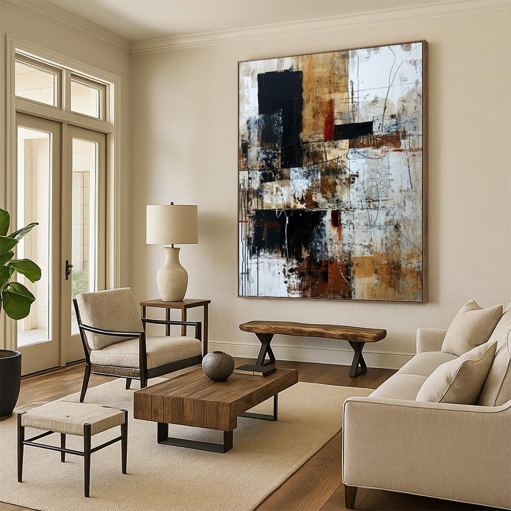 “Brown - Black Abstract” - Abstract Expressionist Painting On Canvas PT1330