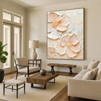 “Peach - White Floral Impasto” - Impressionist - Inspired Floral Painting On Canvas PT1389