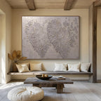 “Silver Textures & Floral Forms” - Textured Abstract - Painting On Canvas PT1687