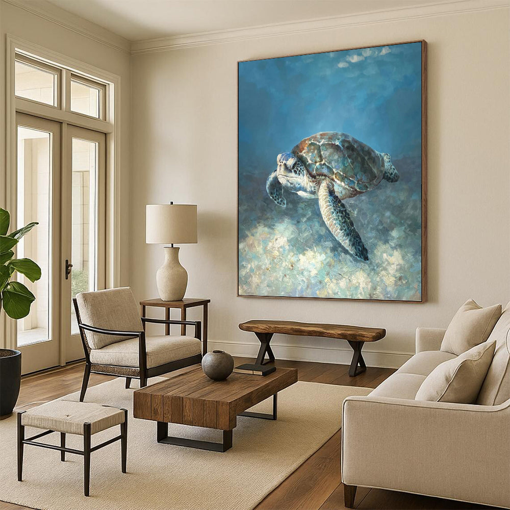 “Realistic Sea Turtle” - Realist - Inspired Animal Painting On Canvas PT1443
