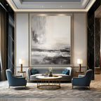 Gray, White, Beige with Textured Strokes "Atmospheric Drift" Abstract Painting On Canvas PS1377