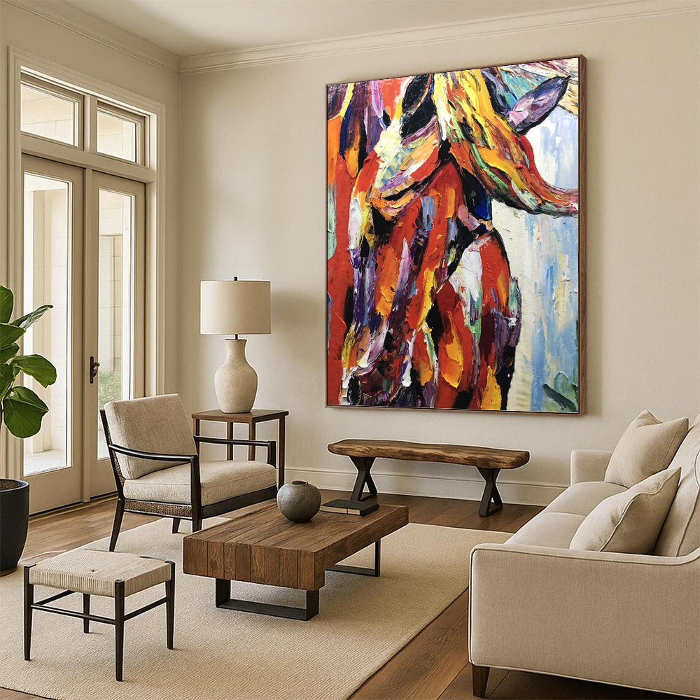 “Colorful Horse Portrait” - Expressionist Animal Painting On Canvas PT1272