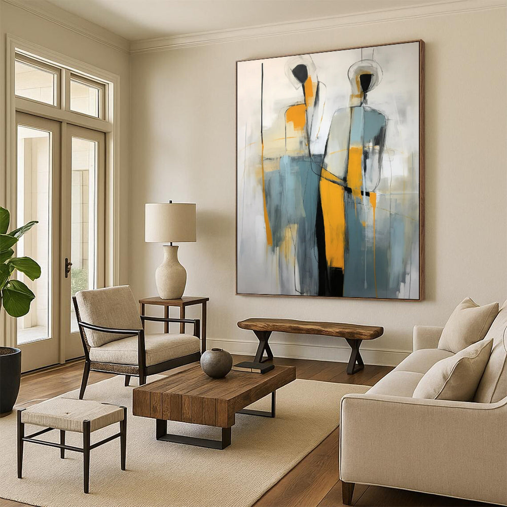 “Abstract Figure Duo” - Contemporary Abstract Painting On Canvas PT2232
