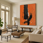 “Orange - Black Gestural” - Orange, Black Abstract Expressionist Painting PS0604