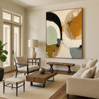 “Earth - Tone Abstract Circles” - Earth Tones, Neutral Tones Abstract Geometric Painting On Canvas PS0741