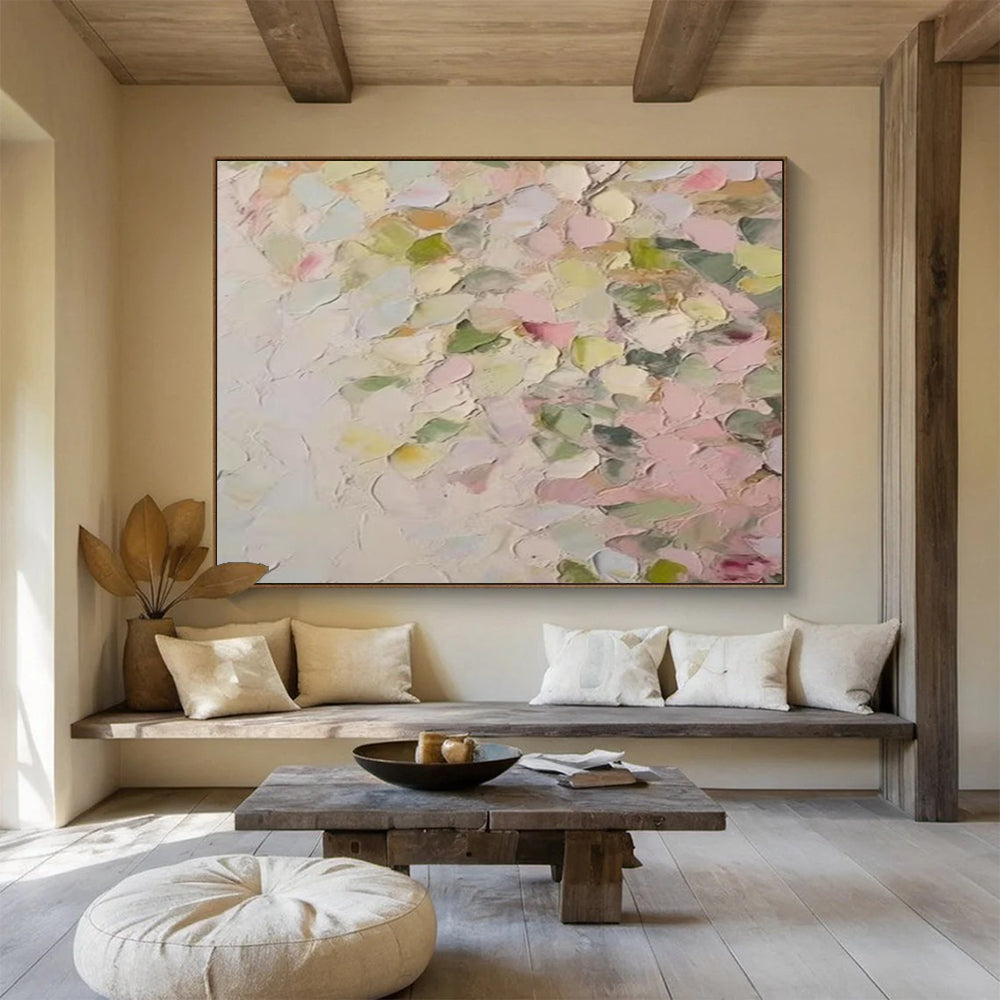 “Pastel Impasto Blossoms” - Soft Abstract Painting On Canvas PT177