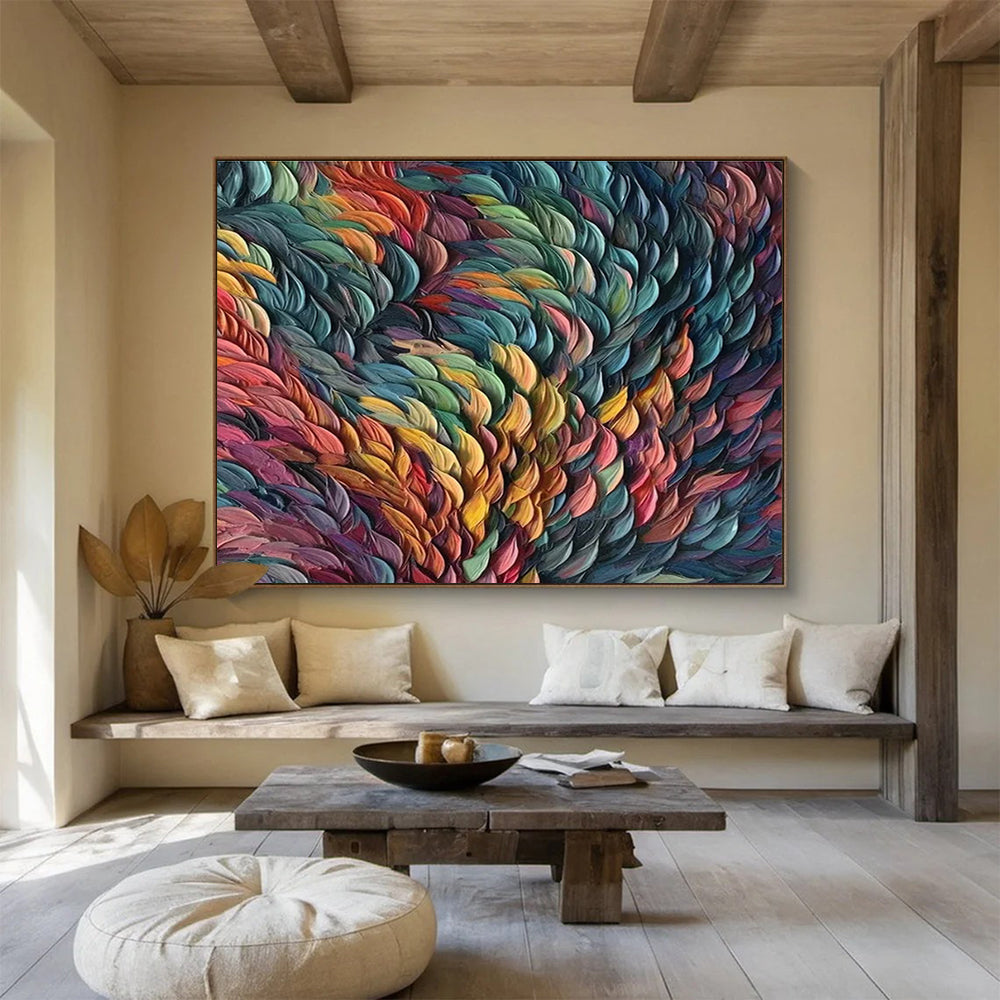 “Colorful Textured Waves” - Impasto Oil Painting On Canvas DKS857