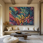 “Colorful Textured Waves” - Impasto Oil Painting On Canvas DKS857