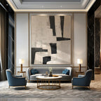 “Black - White Geometric Abstract” - Bold Abstract Painting On Canvas PS0123