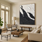 “Textured Black and White Mountain Swirls” - Tactile Abstract Painting On Canvas DS404