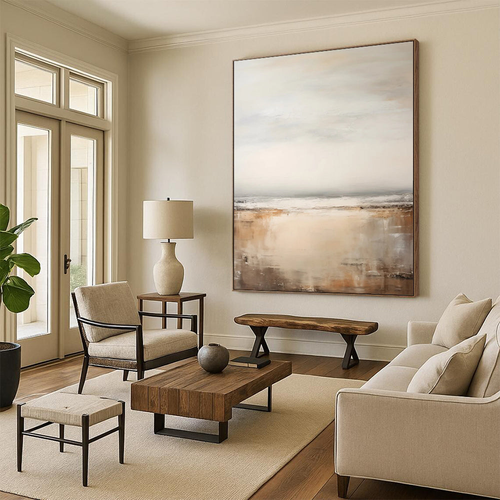 “Seascape in Haze” - Subtle Coastal Tones & Misty Layers Painting On Canvas DS132