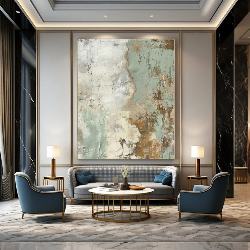 Earthy Tones with Crackled Textures "Crackled Memories" Abstract Painting On Canvas PS1268