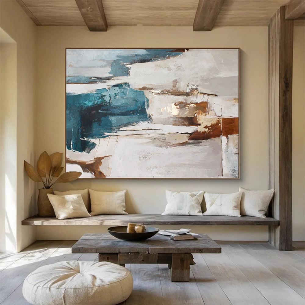 “Teal And Earthy Abstract” - Abstract Painting On Canvas DKS520