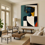 “Cubist Woman in Color Blocks” - Cubist, Female Portrait Painting On Canvas PT1467