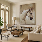 “Abstract Horse in Earth Tones” - Textured Oil Painting On Canvas PT2176