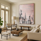 “Urban Blush Abstract” - Cityscape Abstract Painting On Canvas PS0061