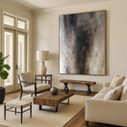 “Neutral - Toned Abstract Subtle Shapes” - Quiet Abstract Painting On Canvas PS0367