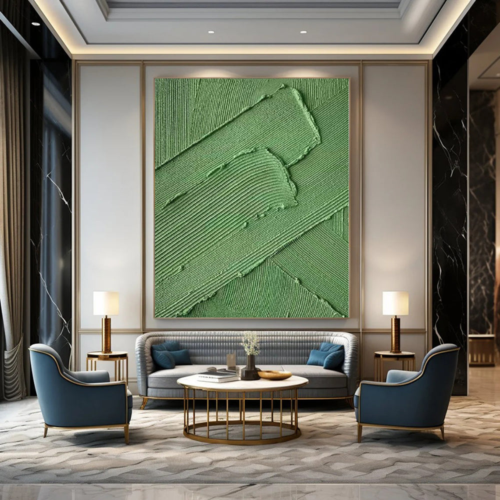 “Green Layered Textures” - Tactile Abstract Art On Canvas PS0198
