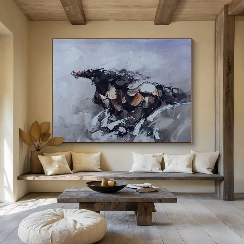 “Grey - Brown Galloping Energy” Painting On Canvas DKS306