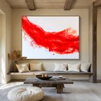 “Vibrant Red Abstract Flow” - Abstract Painting On Canvas DKS568