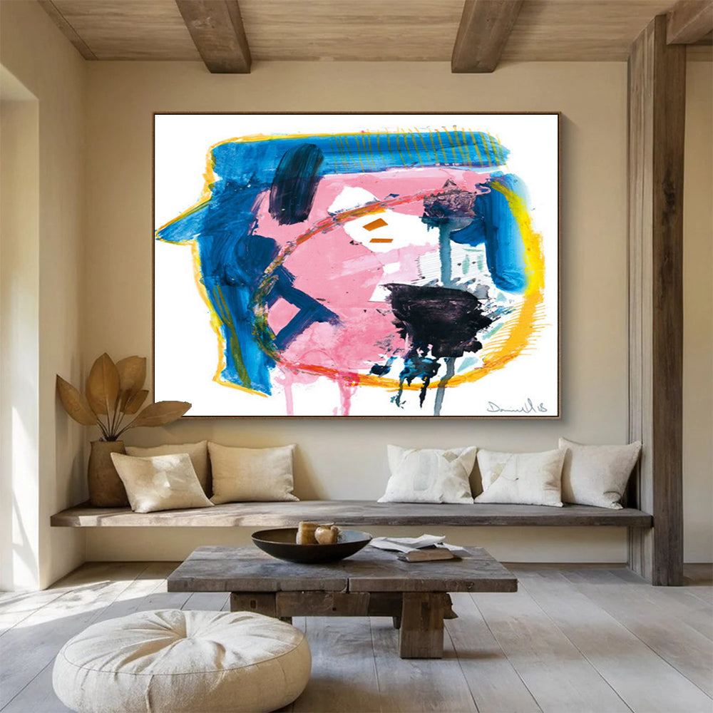 “Colorful Abstract Face - Like Shapes” - Whimsical Abstract Painting On Canvas PT117