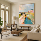 Vibrant Vista Abstract Color - Blocked Landscape, Painting On Canvas PT2146