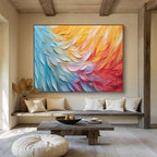 “Color - Blended Feather Waves” - Textured Abstract Painting On Canvas PT201