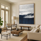 “Moody Gray and Blue Abstract Landscape” - Abstract, Atmospheric Painting On Canvas PT1540