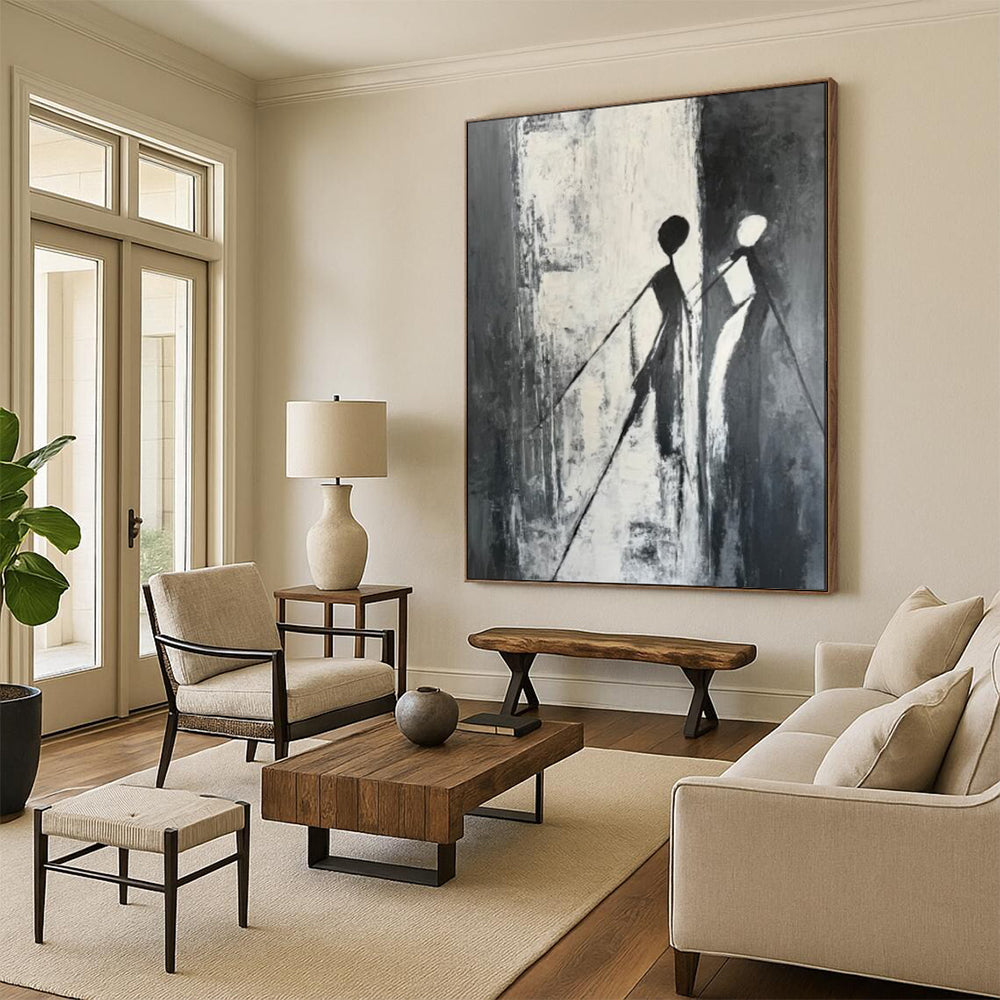 “Silhouettes in Black and White” - Minimalist Abstract Painting On Canvas PT1996